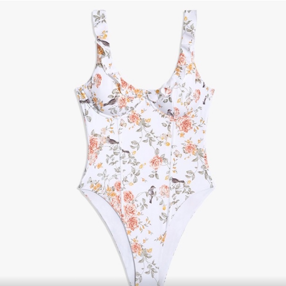 WeWoreWhat Ruffled Floral One-Piece Swimsuit
